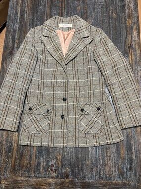 Pendleton Vintage Plaid Wool Blazer in Beige, Tan and Brown